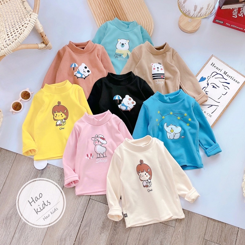 Áo giữ nhiệt chất cotton bozip co dãn 4 chiều in hình thú·, áo giữ nhiệt cổ 3 phân cho bé, áo giữ nhiệt cho bé, áo thu đông cho bé, áo giữ nhiệt cho bé trai, áo giữ nhiệt bé gái, áo ấm cho bé, quần áo thu đông cho bé, áo dài tay