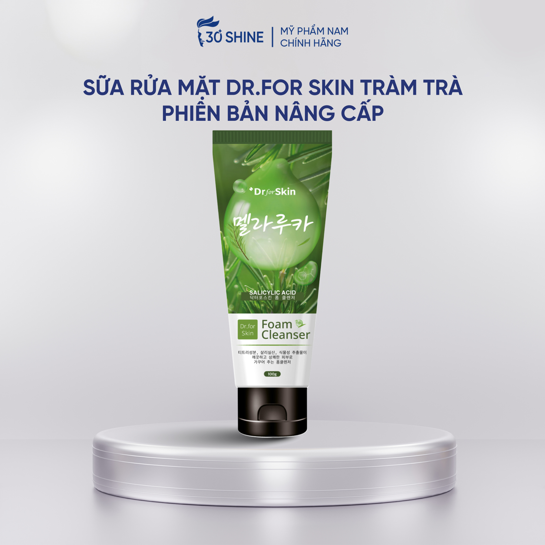 Sữa Rửa Mặt Nam Giảm Mụn 30Shine Dướng Trắng Da 80g - Sữa Rửa Mặt Tràm Trà Dr.FORSKIN Dành Cho Da Dầ
