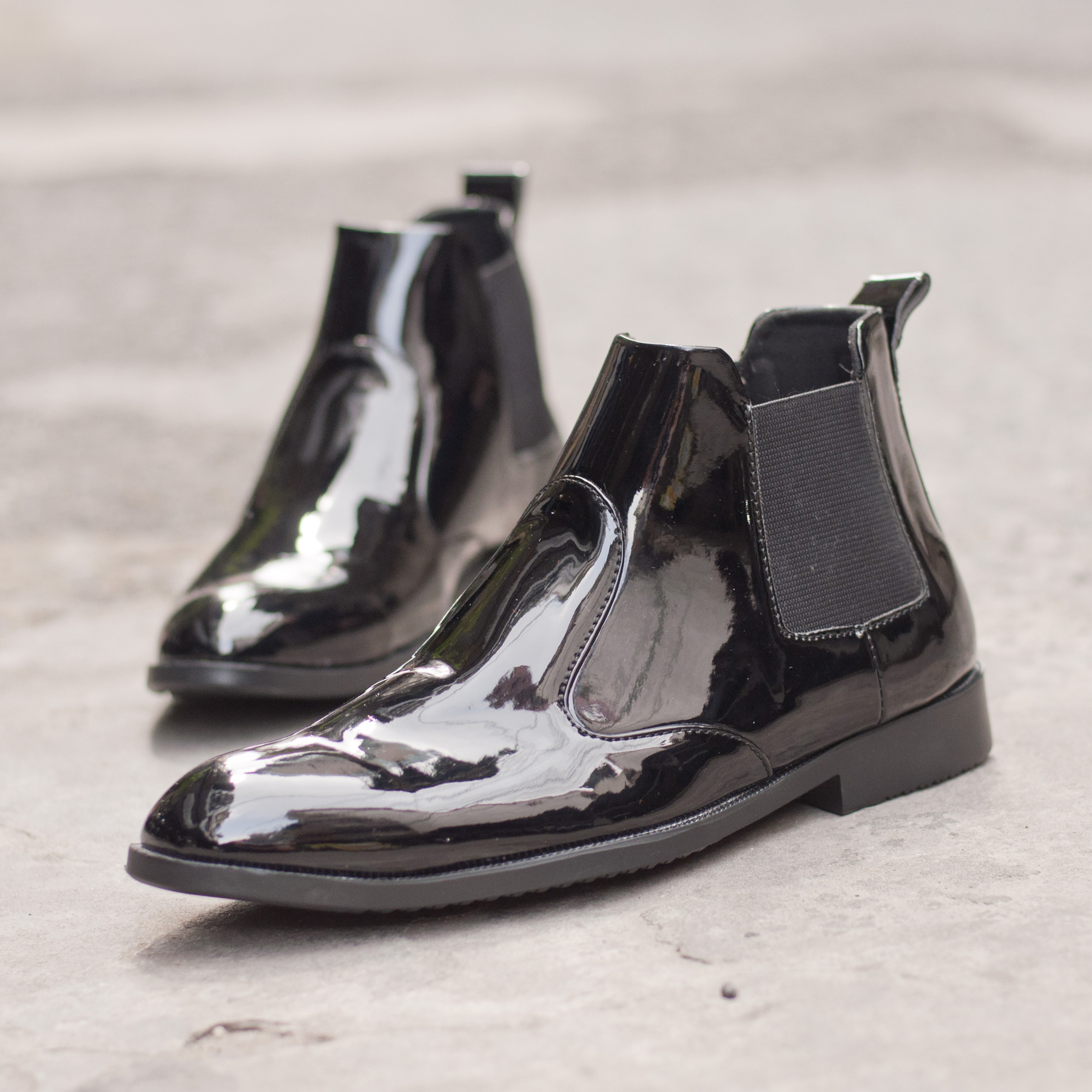 Giày Chelsea boot nam đẹp cổ chun da bóng CB520