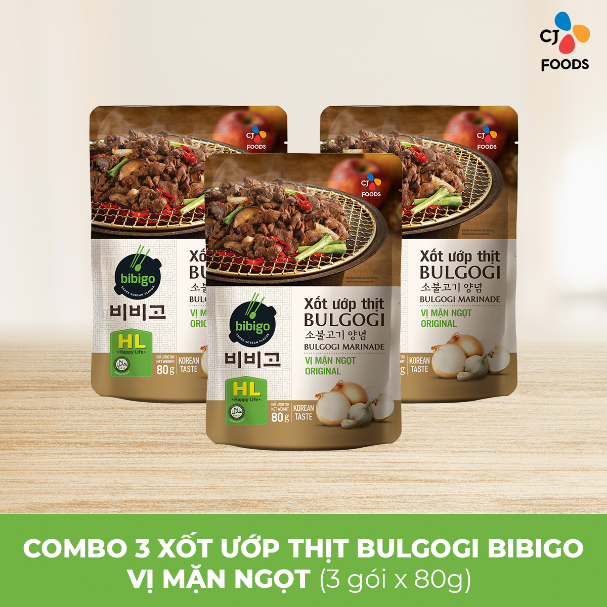 Xốt ướp thịt Bulgogi Vị mặn ngọt Bibigo Gói 80g