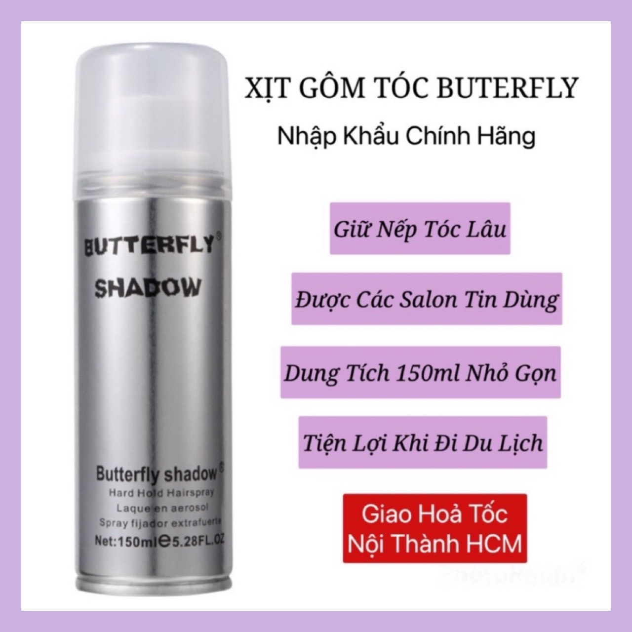 Gôm Xịt Tóc Keo Xịt Tóc Buterfly Shadow Chính Hãng 150ml Tiện Dụng Mang Đi