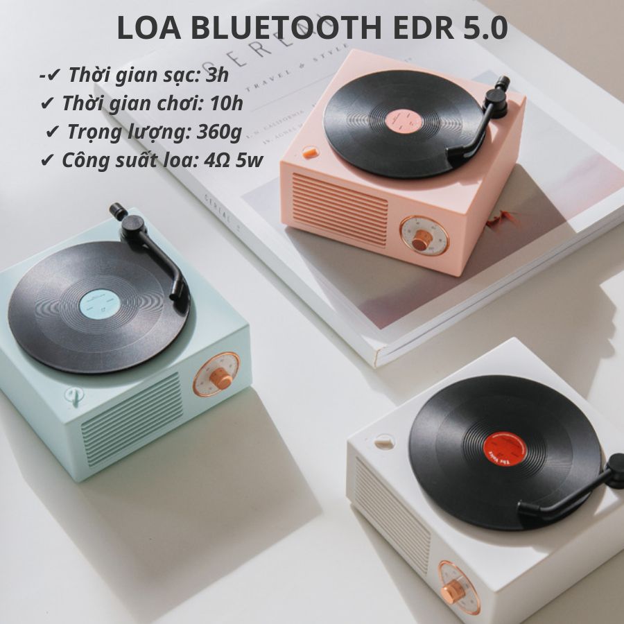 Loa bluetooth mini giả lập đĩa than vinyl cổ điển X10 nghe nhạc hay - Loa không dây phong cách giả cổ decor vintage
