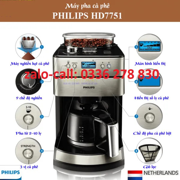 Máy pha cà phê Philips HD7751 chính hãng