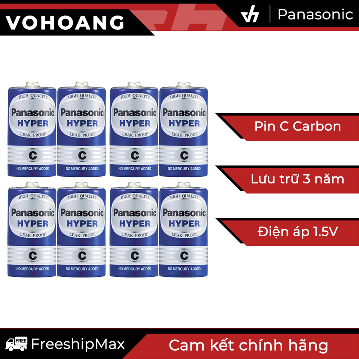 Bộ 8 pin C - Pin trung Panasonic R14UT (Xanh)