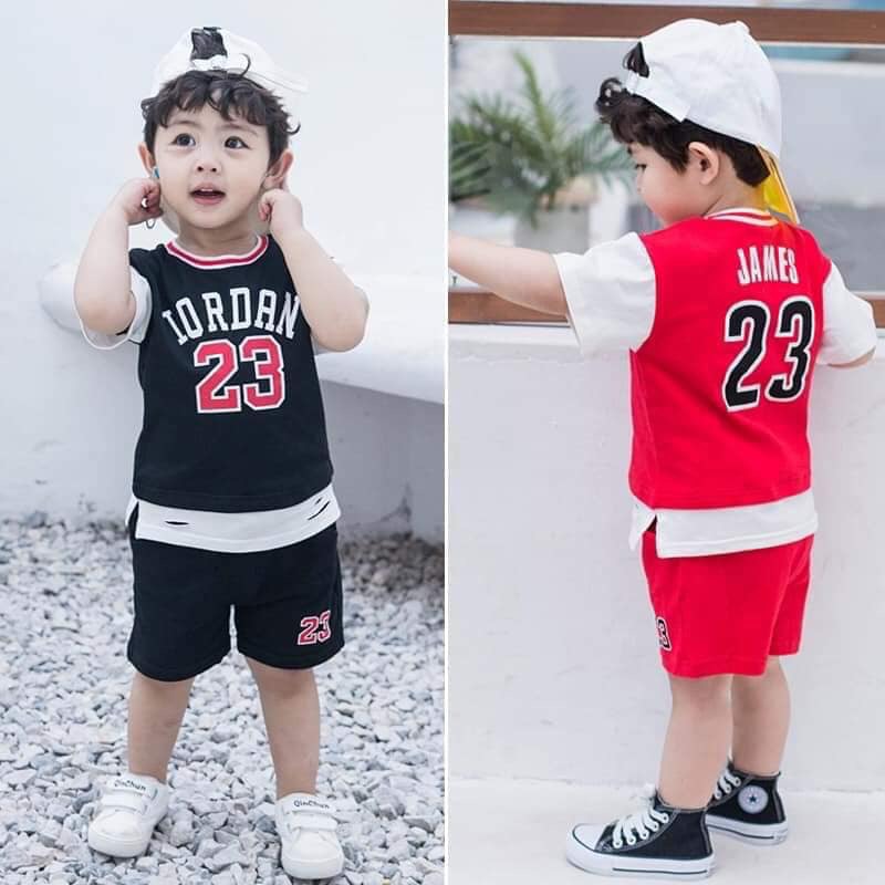 [Ảnh thật] Bộ cộc tay phong cách thể thao số chất cotton