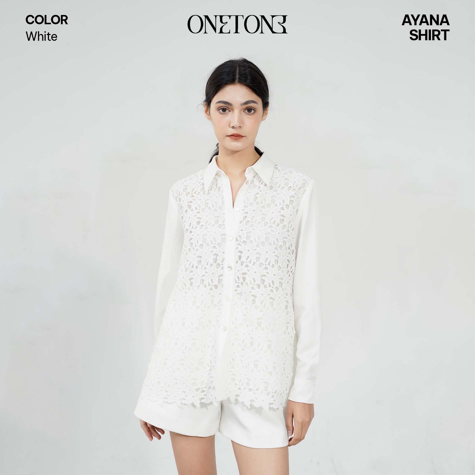 Áo sơ mi nữ Onetone dáng suông dài tay Ayana