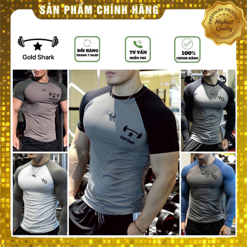 Áo thun ngắn tay, dài tay cổ tròn phối màu tinh tế,chơi thể thao co giãn giữ nhiệt - thích hợp tập gym chạy bộ,đạp xe