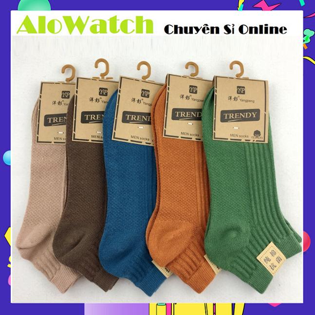 Tất vớ sọc nổi cotton trơn màu dày mịn cao cấp alowatch