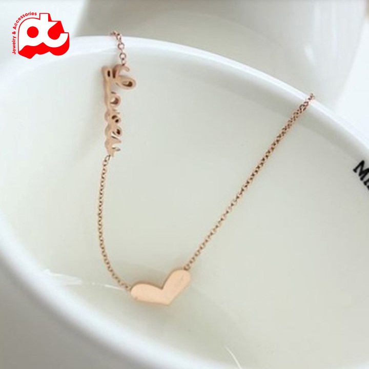 Dây chuyền nữ titan chữ love trái tim không đen giá rẻ hcm dcnut70