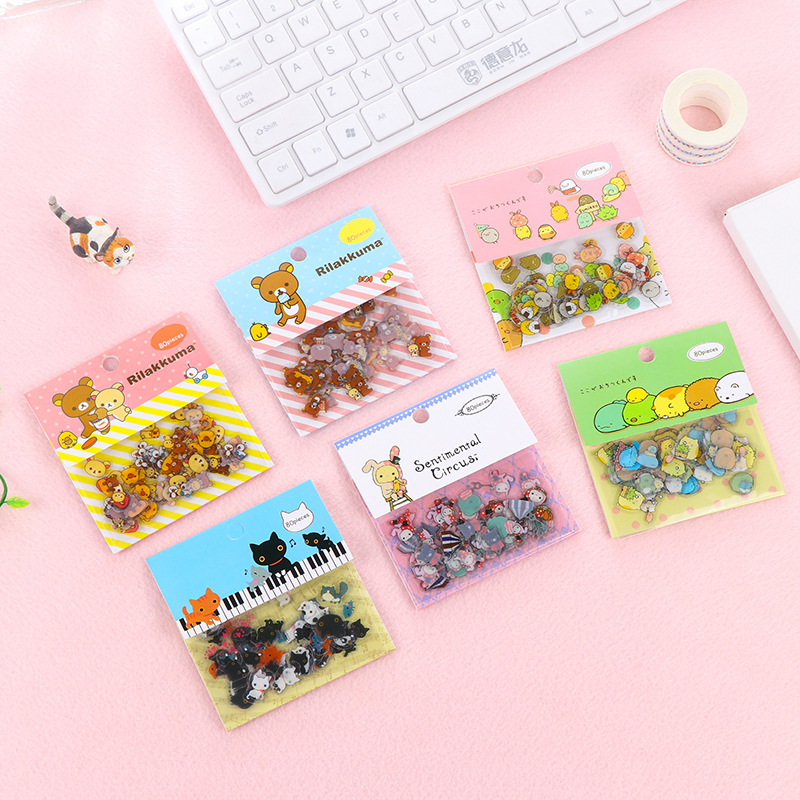 Set Sticker Cute Trang Trí Sổ Tay/ Laptop/ Nón Bảo Hiểm Rilakkuma Keo Trong Chống Thấm Nước
