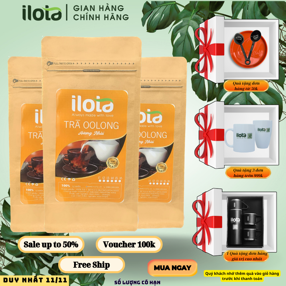 Trà olong ô long ilota nhài pha trà sữa trà trái cây 250gr