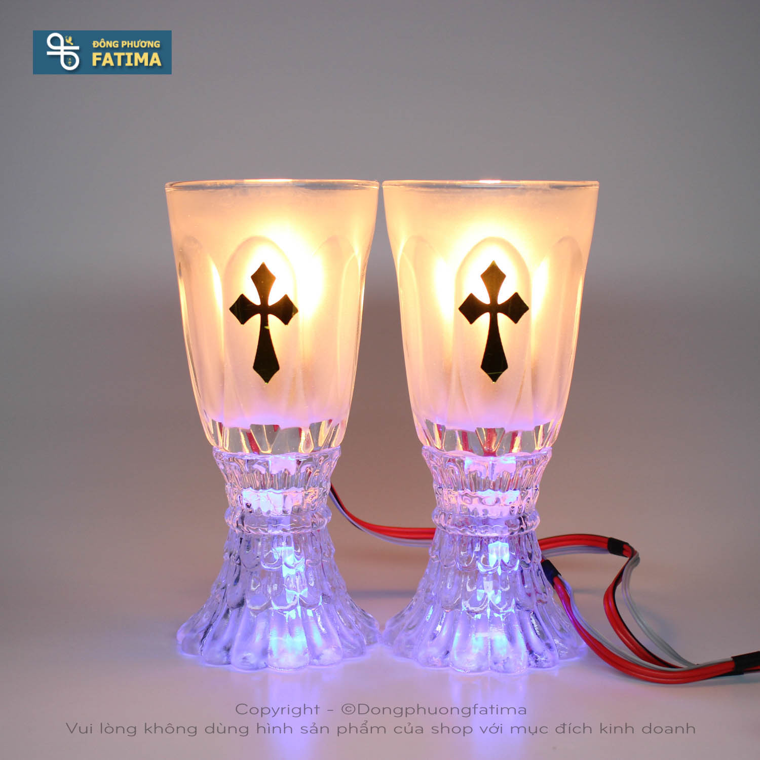 2 Cây Ly Đèn Điện K4 (14cm) (Điện 220V)- Đèn Bàn Thờ Đông Phương Fatima