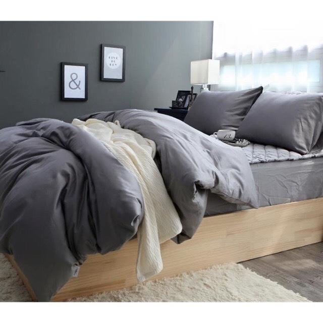 Bộ Chăn Ga Gối Cotton Hàn Quốc, BASIC Xám Chơn , Chất Liệu Bền Đẹp, Không Phai, Không Xù, Mẫu Mã Kích Cỡ Đa Dạng