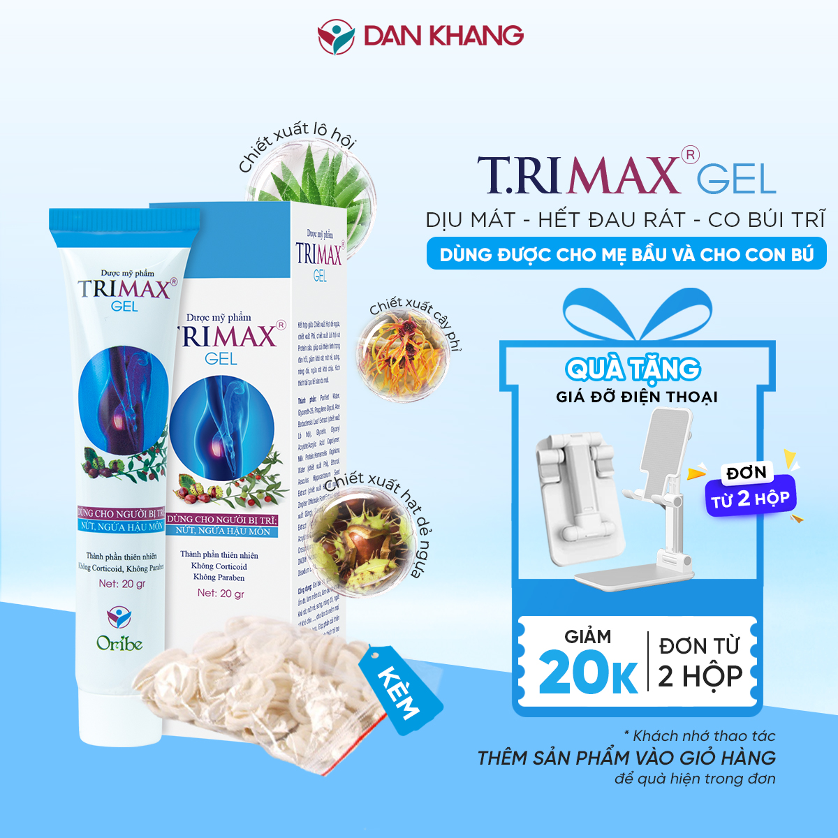Gel bôi trĩ giúp co búi trĩ Trimax giảm đau rát ngứa ngáy làm dịu da hỗ trợ teo búi trĩ nội trĩ ngoại
