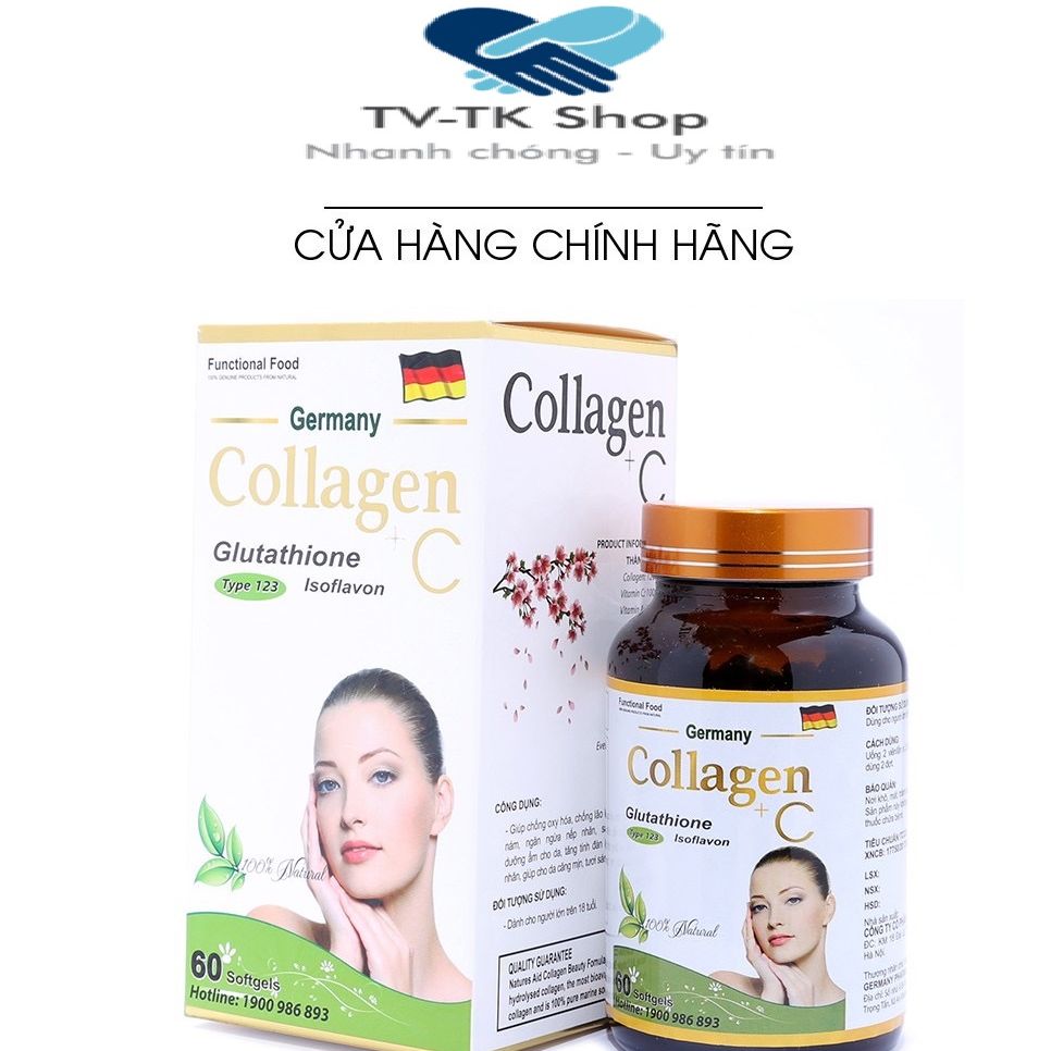 Viên uống collagen +c germany hỗ trợ làm đẹp da, trắng sáng da - hộp 60 viên