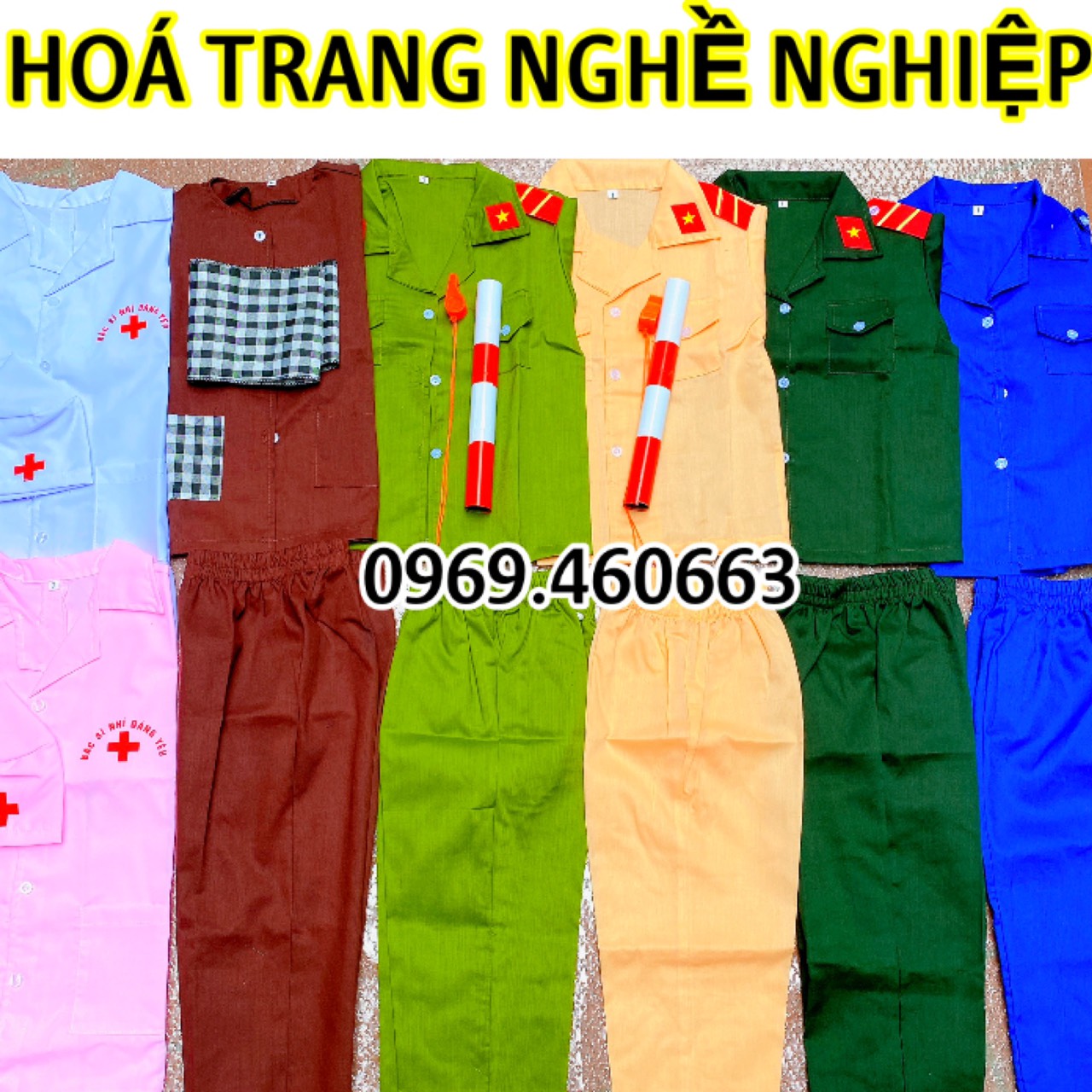 ✅[12-30kg] Trang Phục Nghề Nghiệp Cho Bé Mầm Non. Quần Áo Bác Sĩ, Công An, Cảnh Sát, Nông Dân, Công 