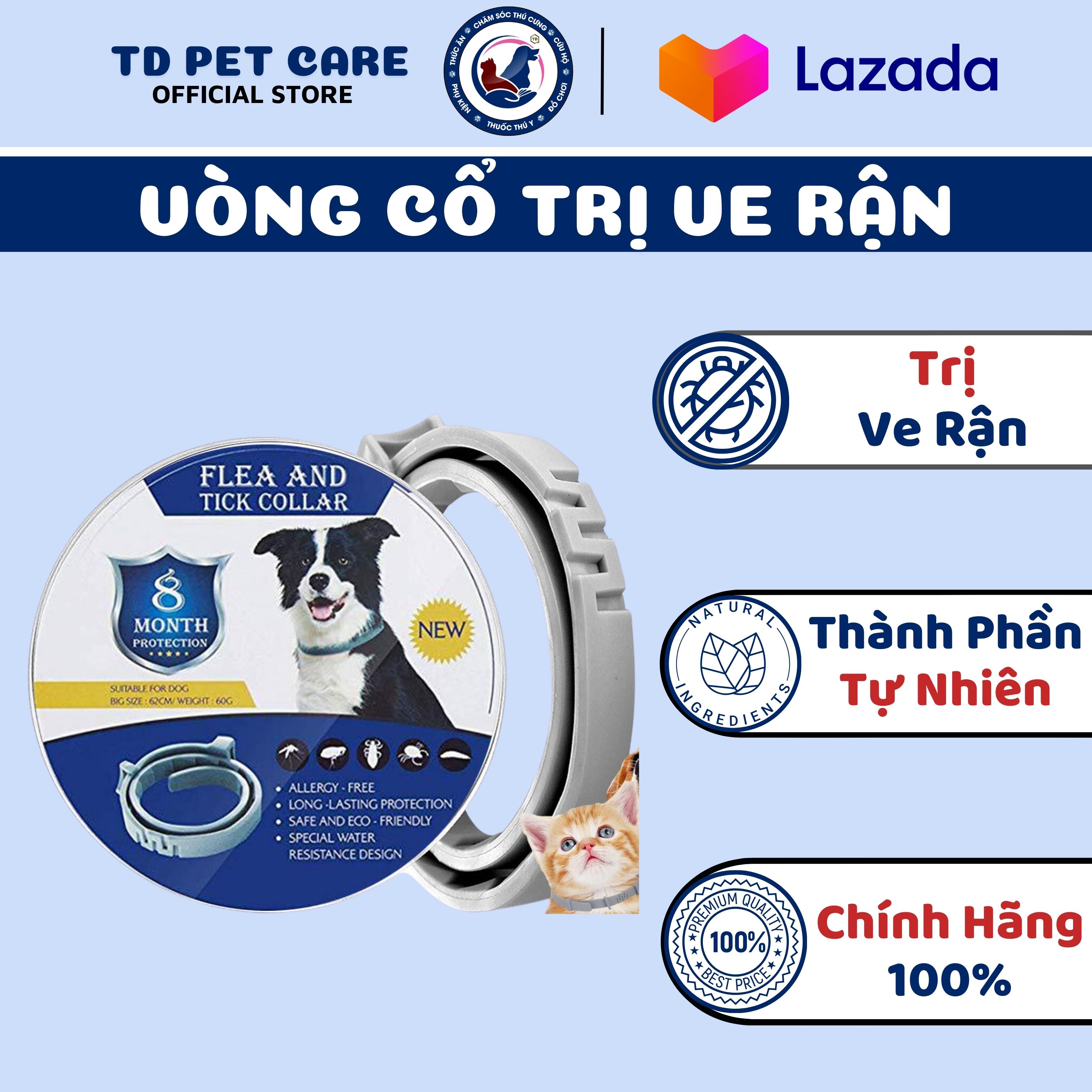 Vòng cổ chống ve rận bọ chét cho chó mèo flea and tick - vòng ve rận hộp nhôm hiệu quả cao