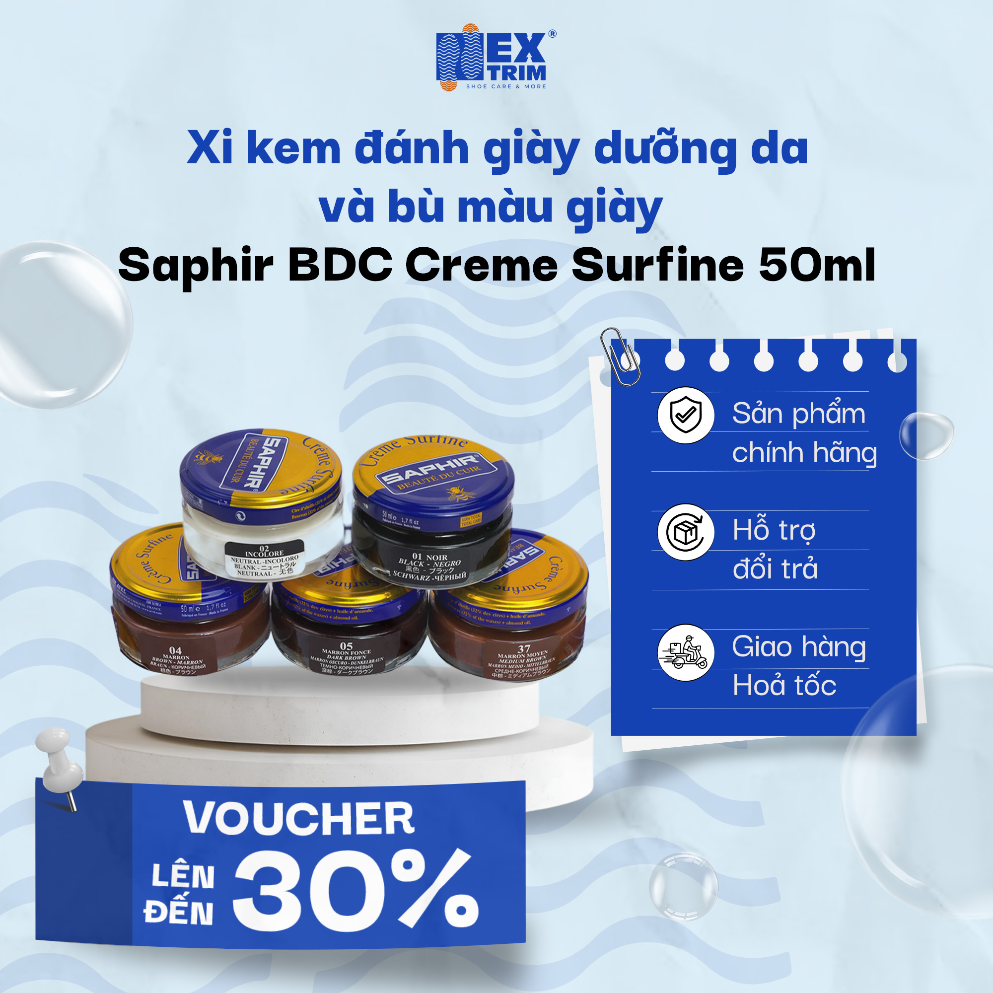 Xi kem đánh giày giúp dưỡng da và bù màu giày Saphir BDC Creme Surfine