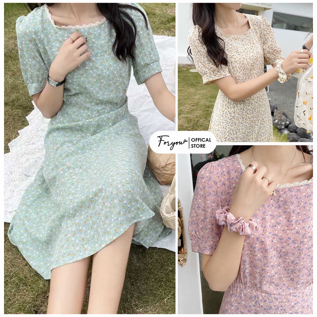 Váy hoa nhí dáng dài FORYOU đầm tay bồng ren cổ xinh xắn - VN0078
