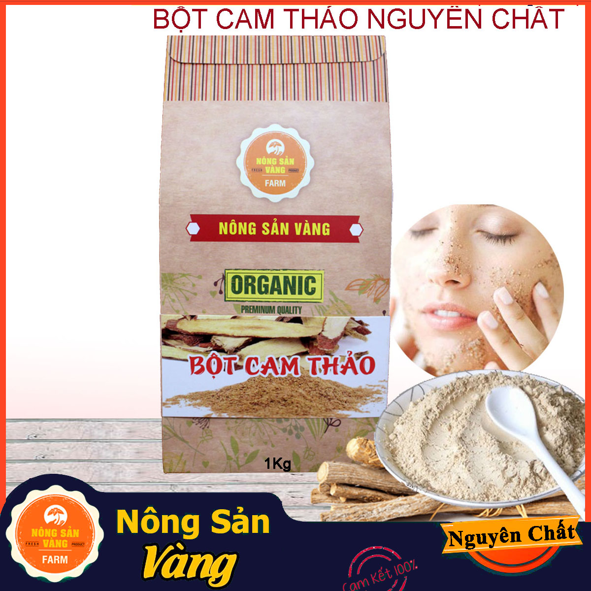 Bột Cam Thảo làm đẹp 1kg, trắng da, giảm mụn - Nông Sản Vàng