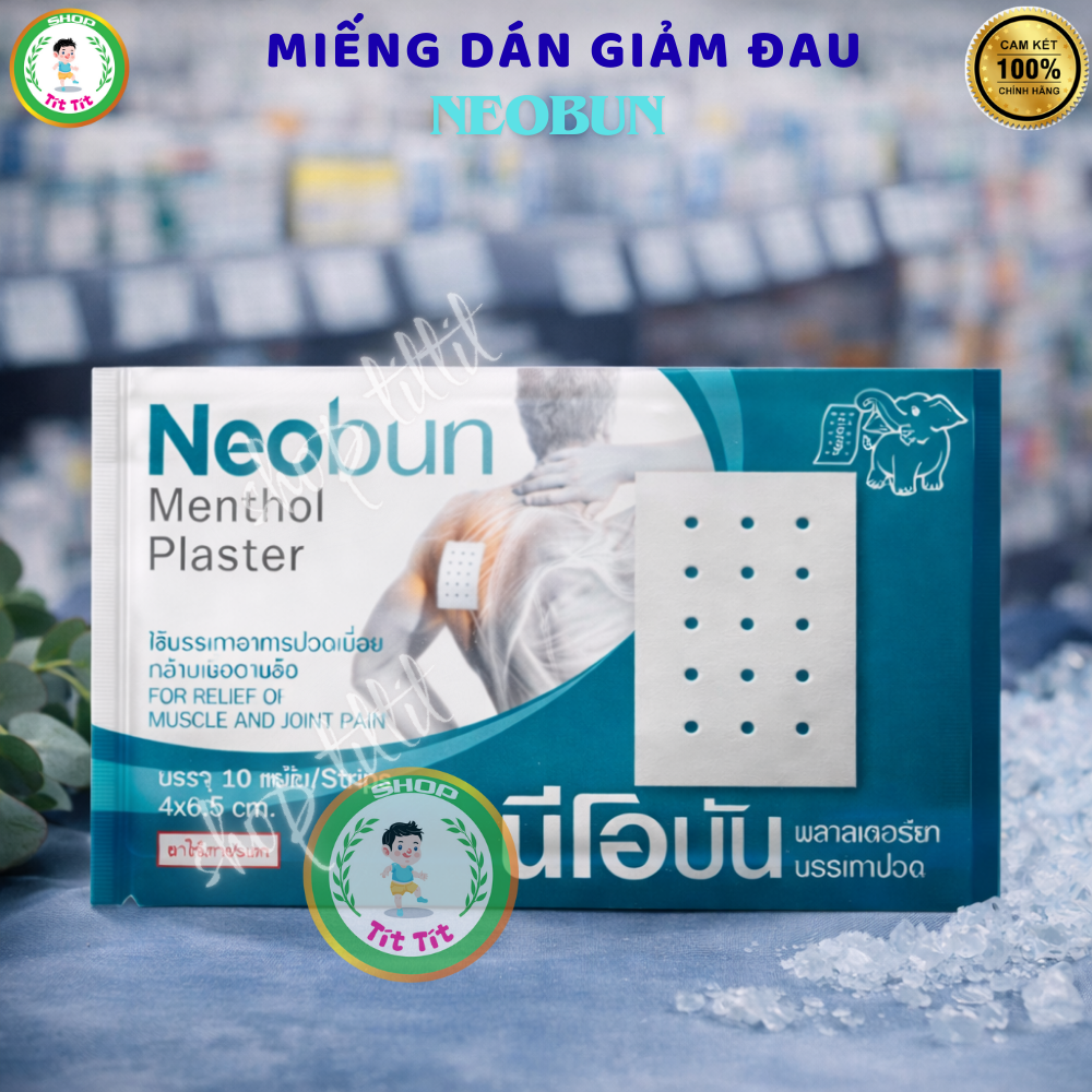 [1 Gói 10 miếng] Miếng dán giảm đau Neobun nội địa Thái Lan, Cao dán giảm đau nhức hiệu quả
