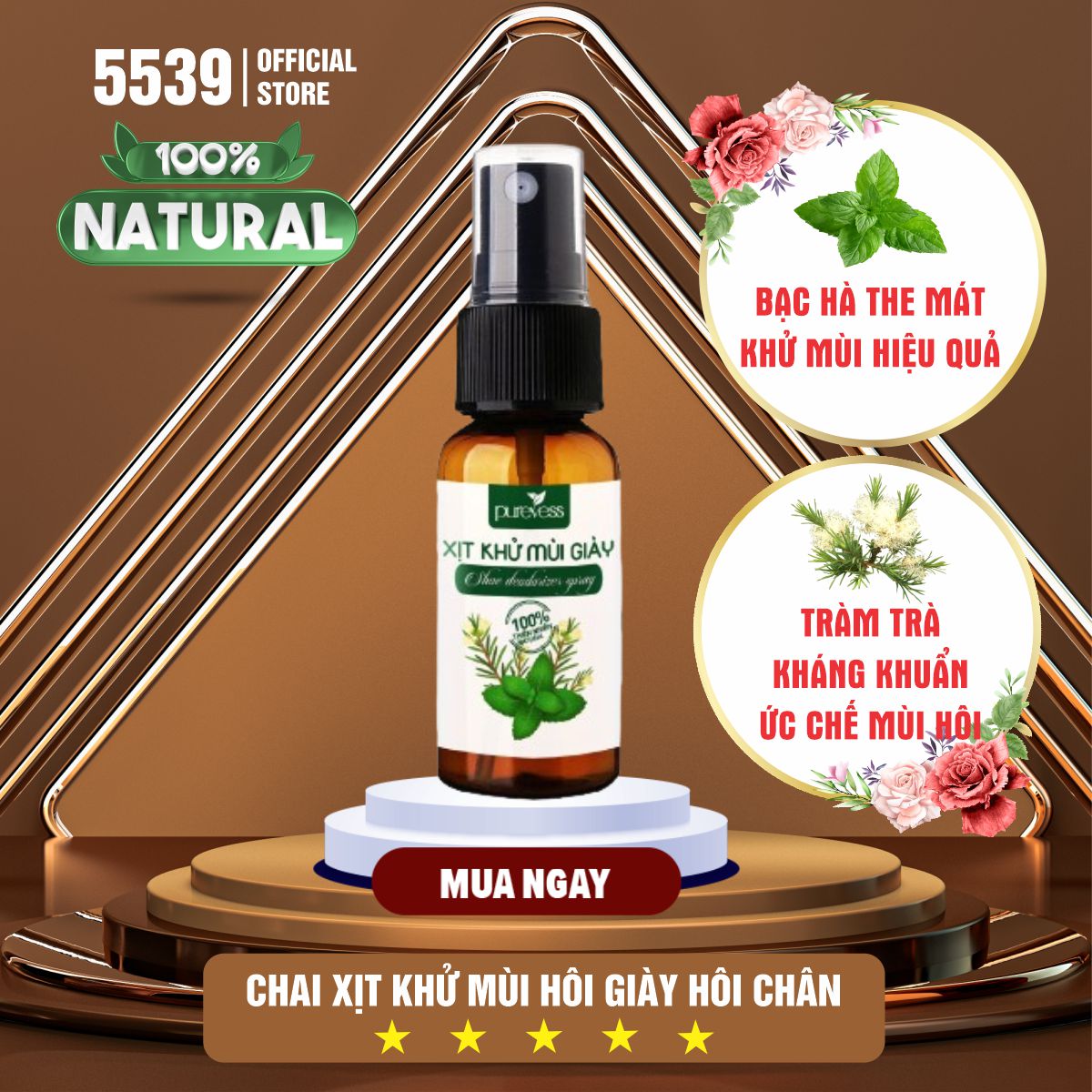 Chai xịt khử mùi hôi giày tinh chất bạc hà kết hợp dưỡng chất nha đam, tràm trà giúp khử mùi hôi giày, hôi chân dung tích 50 ml - Shop 5539
