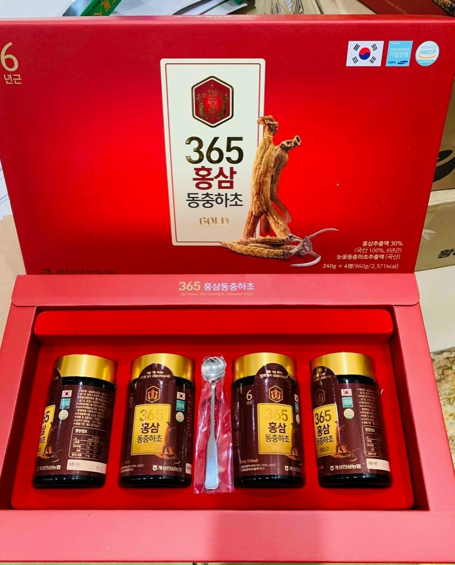 Cao hồng sâm đông trùng hạ thảo 365 hàn quốc hộp 4 lọ