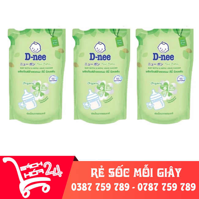 【Combo 3 túi】nước rửa bình Dnee 600ml Thái Lan thành phần an toàn an tâm khi sử dụng cho bé【Bách Hóa 24】