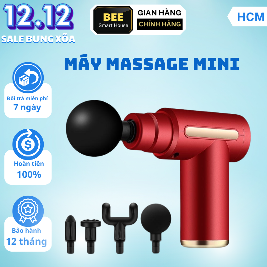 Máy massage cầm tay mini, Máy massage toàn thân đa năng cầm tay 4 đầu 6 chế độ rung, máy mát xa cầm tay mini bản mới 2022 mát xa toàn thân, Máy massage cầm tay rung mini, may massage cam tay, máy mát xa cổ vai gáy,