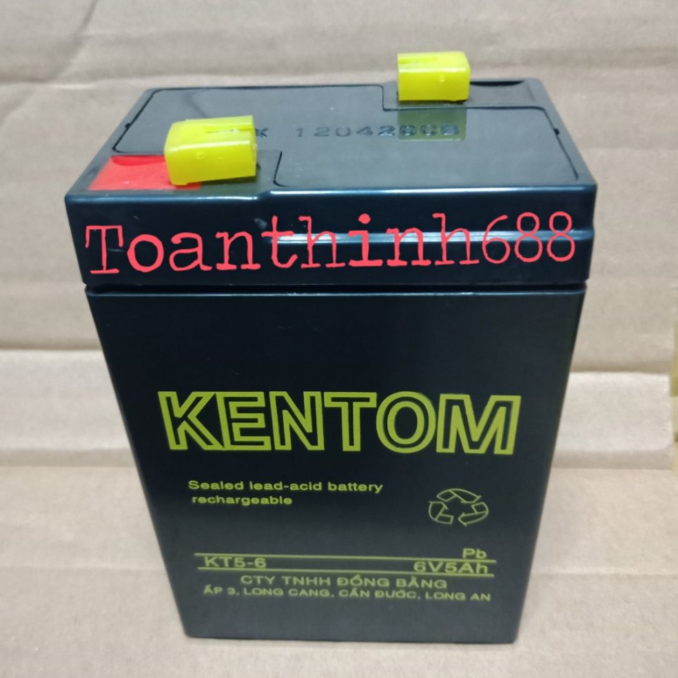 [HCM]bình ắc quy khô 6v kentom (6v5Ah)