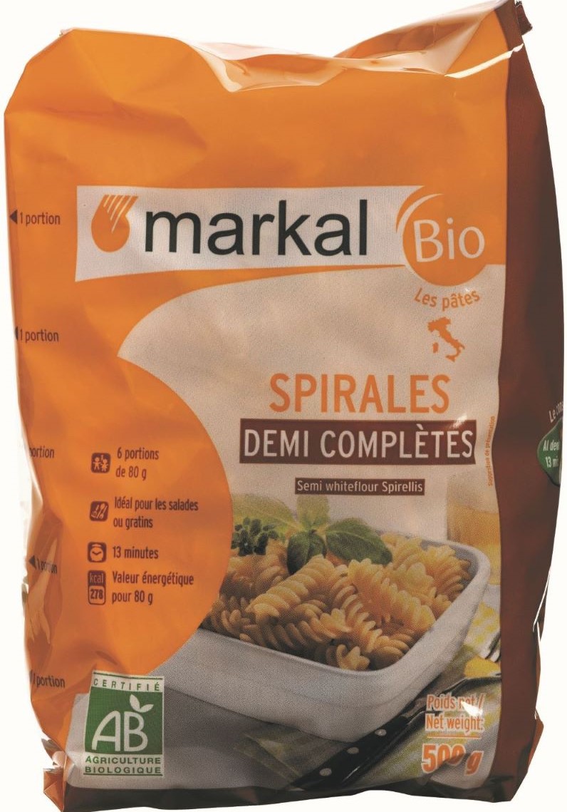 Mì xoắn bán lứt hữu cơ Markal 500g
