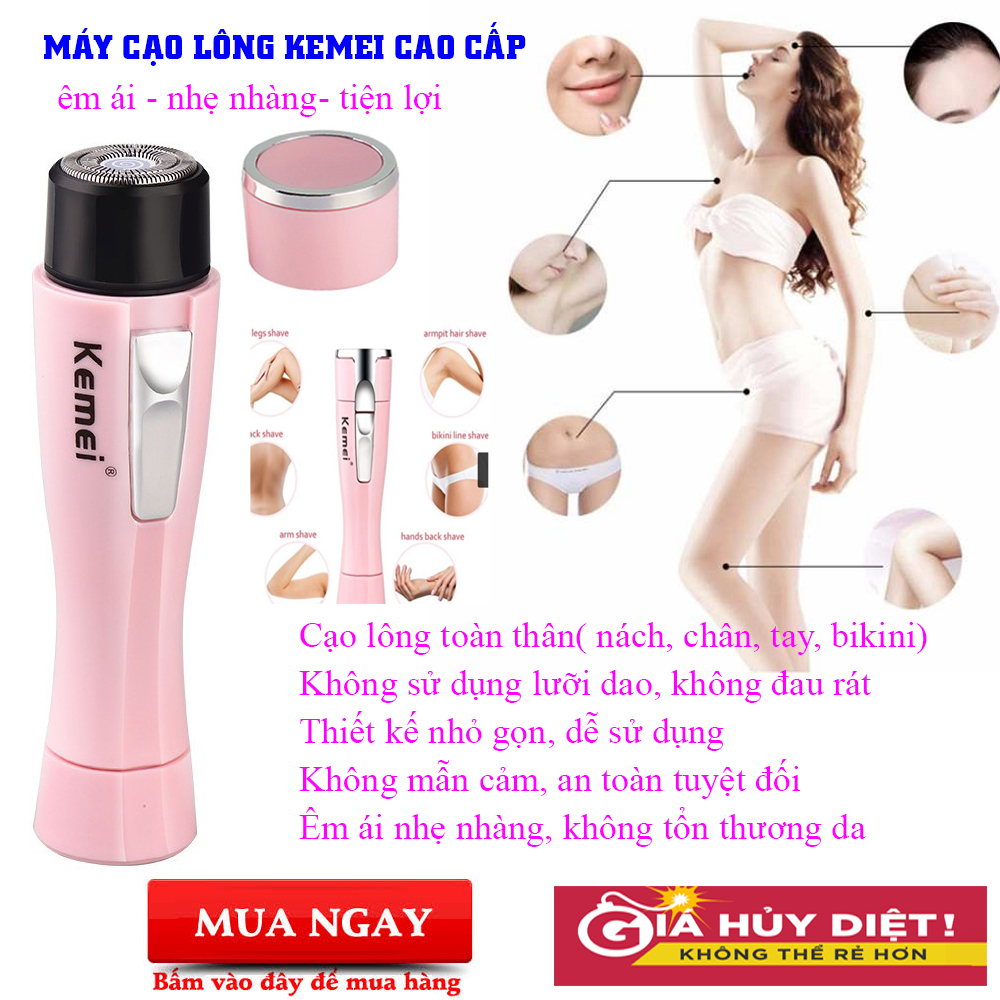 Máy Cạo Lông Nách, Lông Chân Tay, Máy Wax Lông Kemei, Cạo Sạch Lông Toàn Thân, Thiết Kế Nhỏ Gọn, Tiện Lợi, Dễ Dàng Sử Dụng
