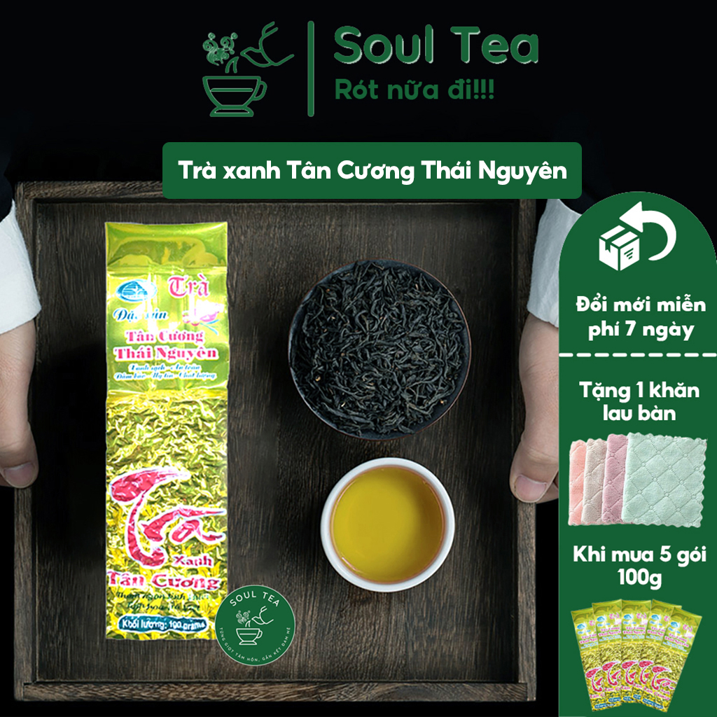 Trà xanh Tân Cương Thái Nguyên Soul Tea, chè Thái Nguyên hảo hạng thơm ngon gói 100g