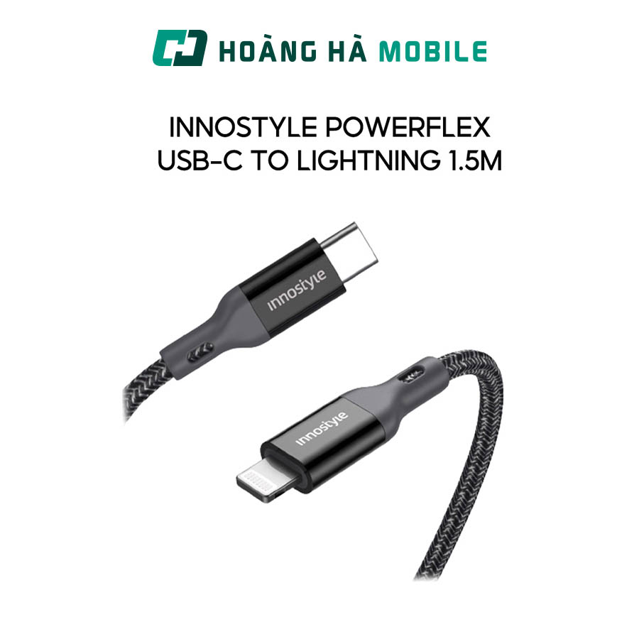 Cáp innostyle powerflex usb-c to lightning 1.5m 20/30/60w bảo hành chính hãng 24 tháng
