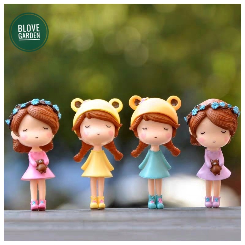 Tiểu cảnh mini- cô bé dễ thương làm phụ kiện terrarium, trang trí sen đá, xương rồng, nhà mô hình, charm slime