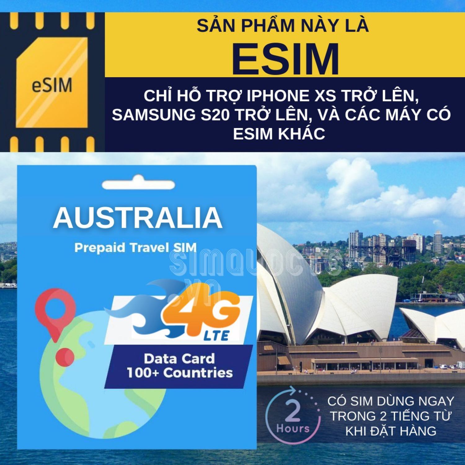 Thẻ vào mạng 4G Sim du lịch 4G Úc tiện dụng tiết kiệm có nhiều gói cước