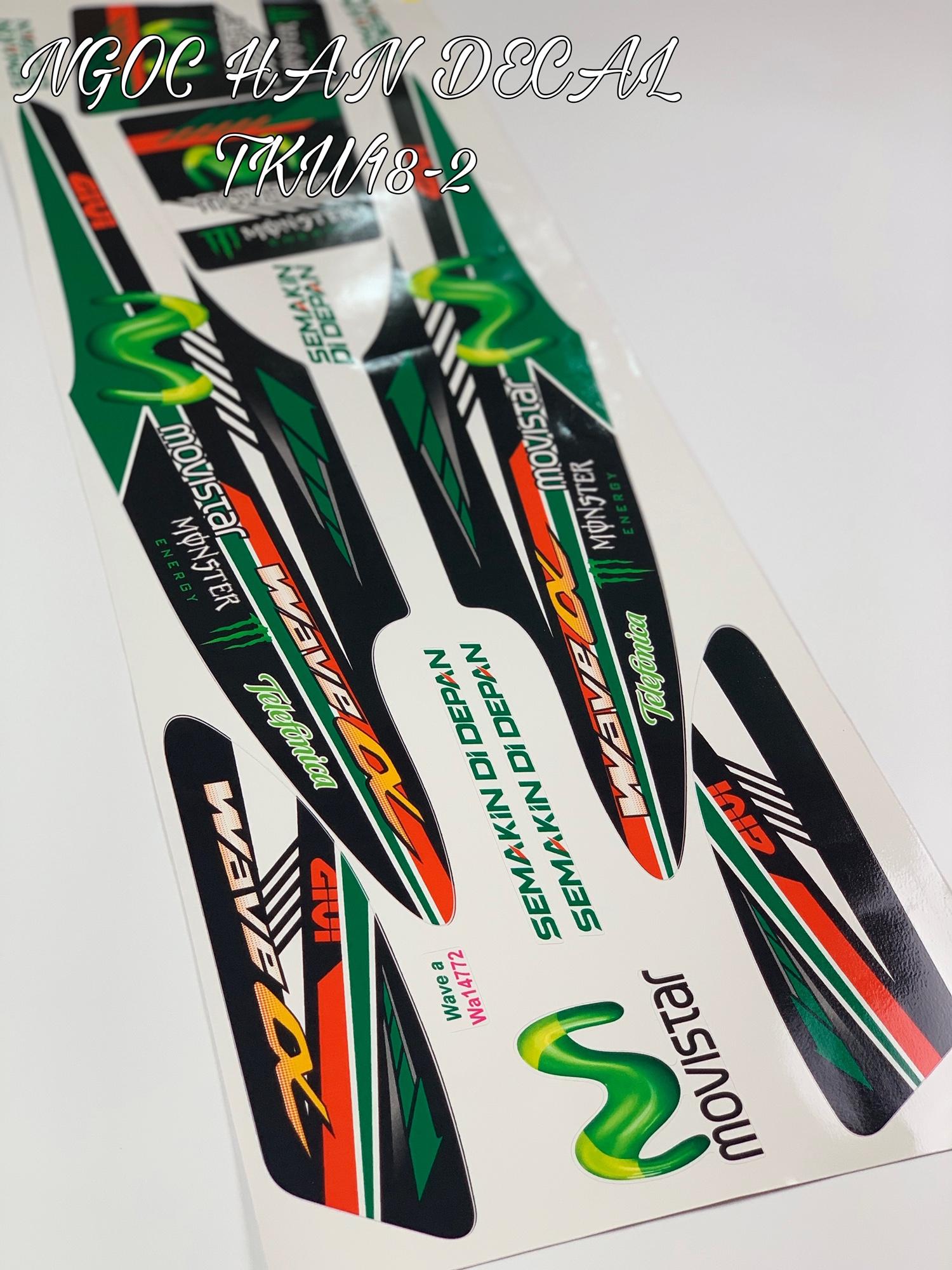 [HCM]Tem chế nguyên bộ Movistar xanh lá cây đen cho xe Wave alpha -- NGỌC HÂN DECAL