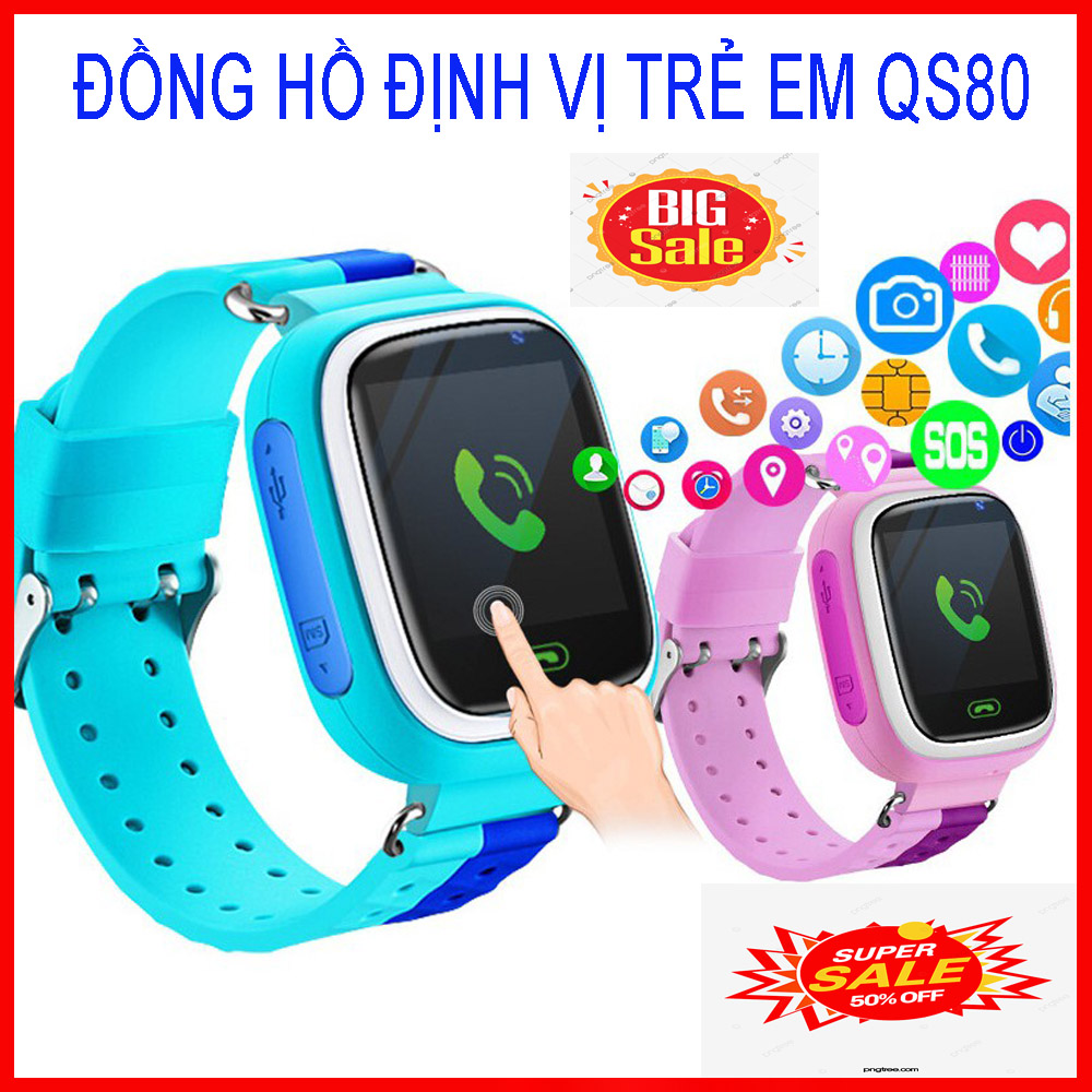 [HCM]Đồng Hồ Định Vị An Toàn Cho Trẻ Em-Đồng hồ thông minh Trẻ Em QS80  Tuổi Thọ Pin 400 mAh Cao Lắp dc sim Nghe Gọi 2 Chiều-Bảo Hành 12 Tháng.