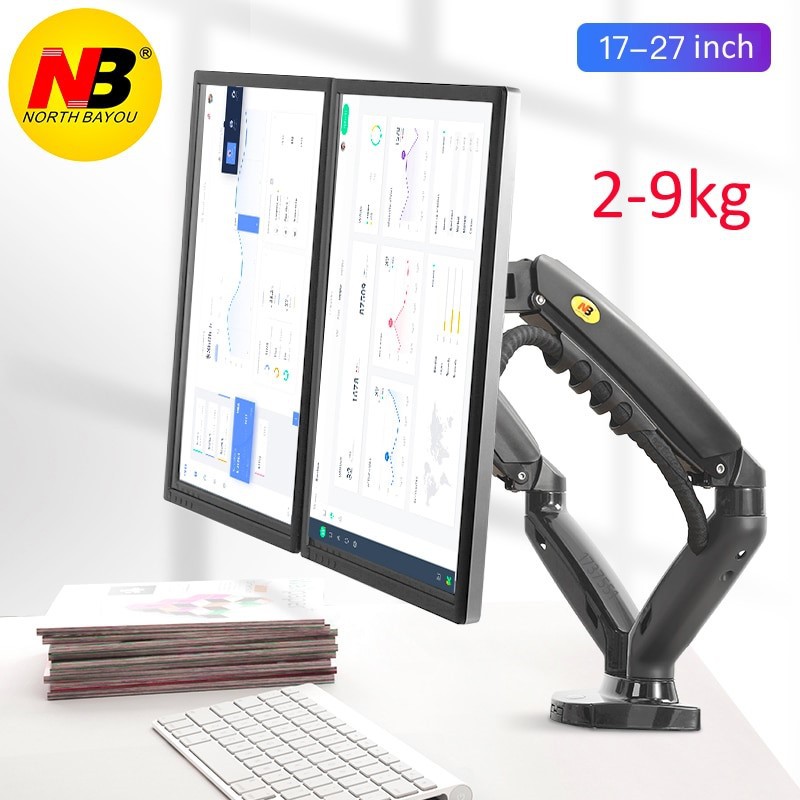 Giá treo màn hình kép NB F160 17-27 inch, tải trọng 9kg mỗi bên, mẫu mới nhất