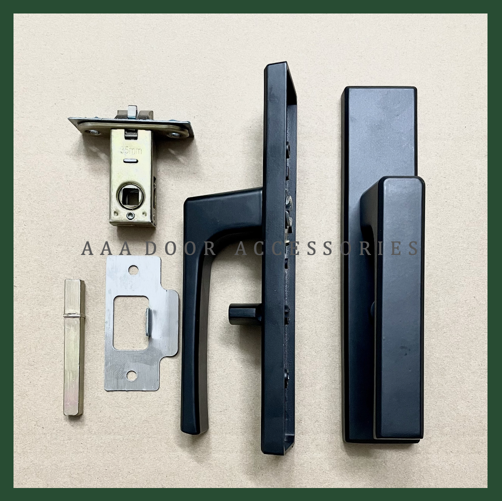 Khoá tay gạt cửa nhôm nhà vệ sinh Không thân không dùng chìa (màu đen) - Khoá tay gạt cửa phòng không chìa