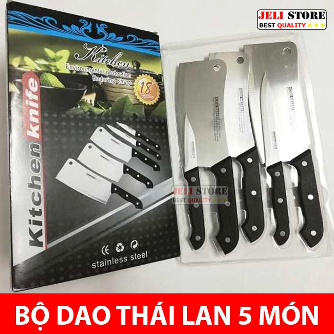 [SIÊU BÉN_PL] Bộ dao thailand 5 món inox cao cấp JG-20 Bộ Dao Làm Bếp  5 Món Làm Từ Inox Bền Đẹp Cứng Chắc Chống Gỉ Sét Chống Ăn Mòn An Toàn Sử Dụng Bộ Dao