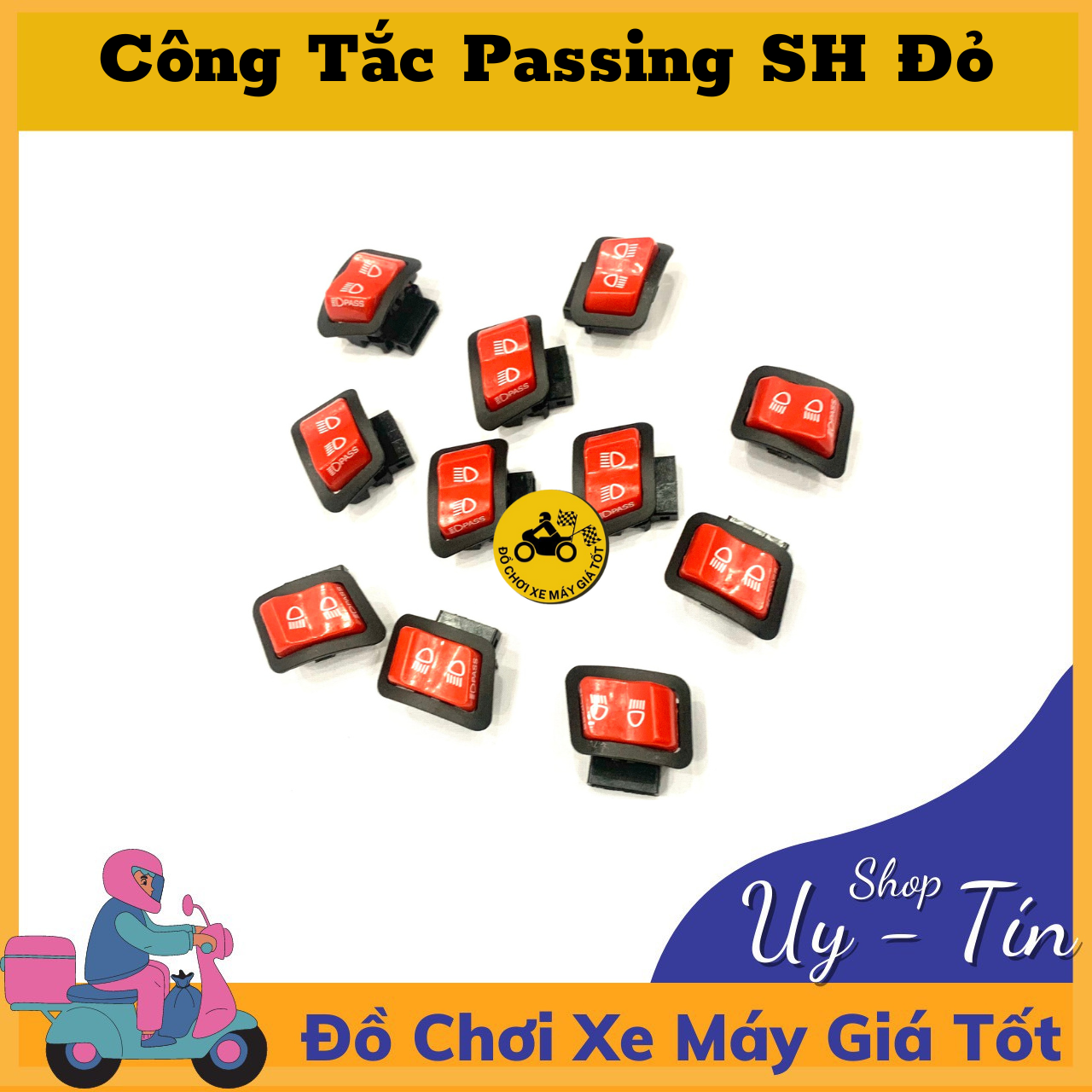 Công tắc passing sh đỏ - nút đề đỏ lớn - công tắc tắt đèn pha cos - công tắt máy