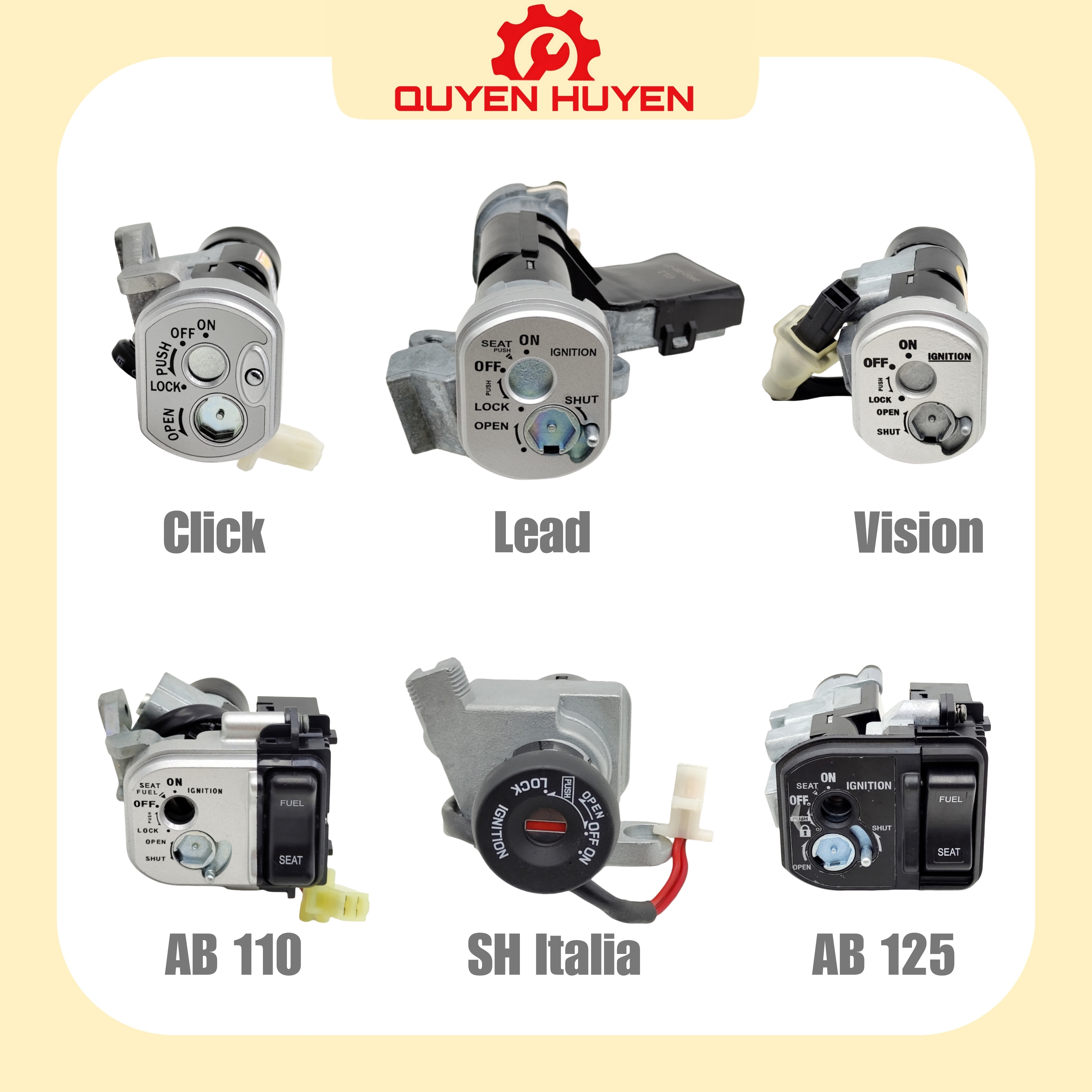 Bộ ổ khoá xe ga honda - lead, vision, air blade, ab, click, sh nhập/ý, scr