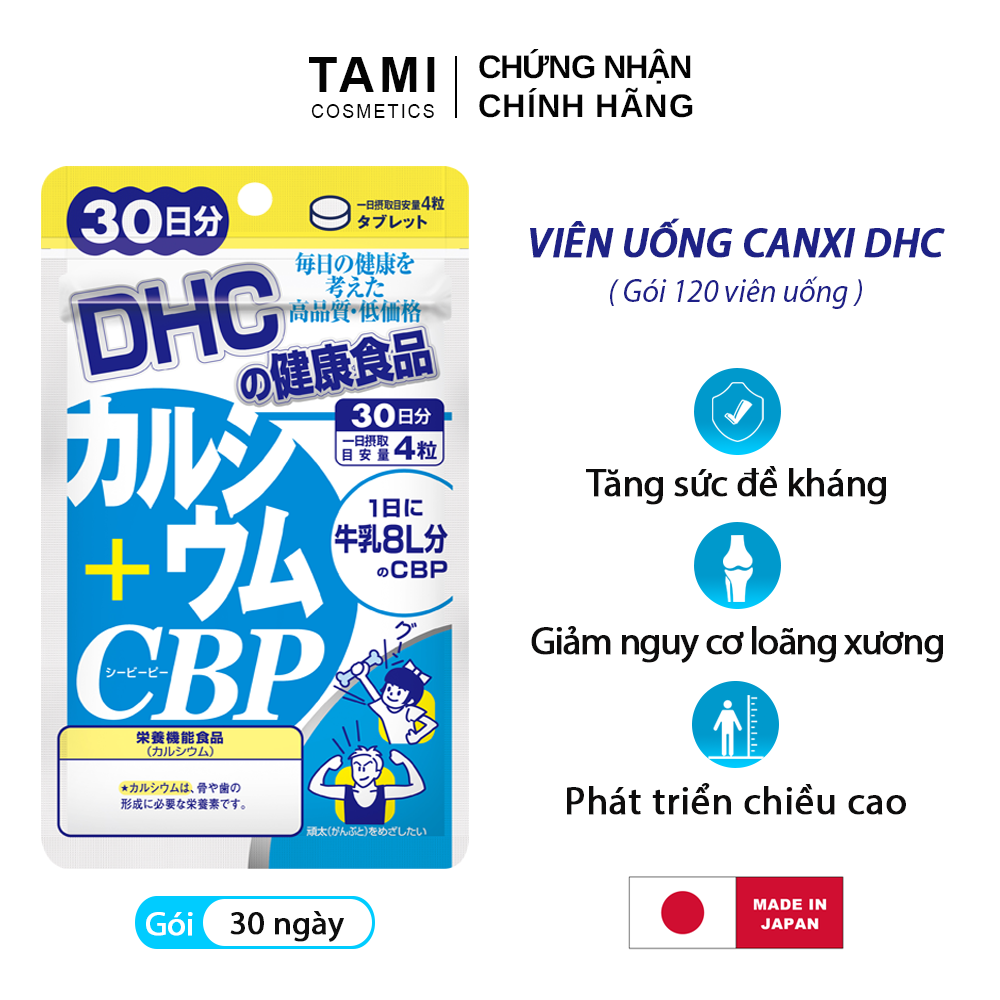 Viên uống bổ sung canxi DHC Nhật Bản Calcium + CBP thực phẩm chức năng