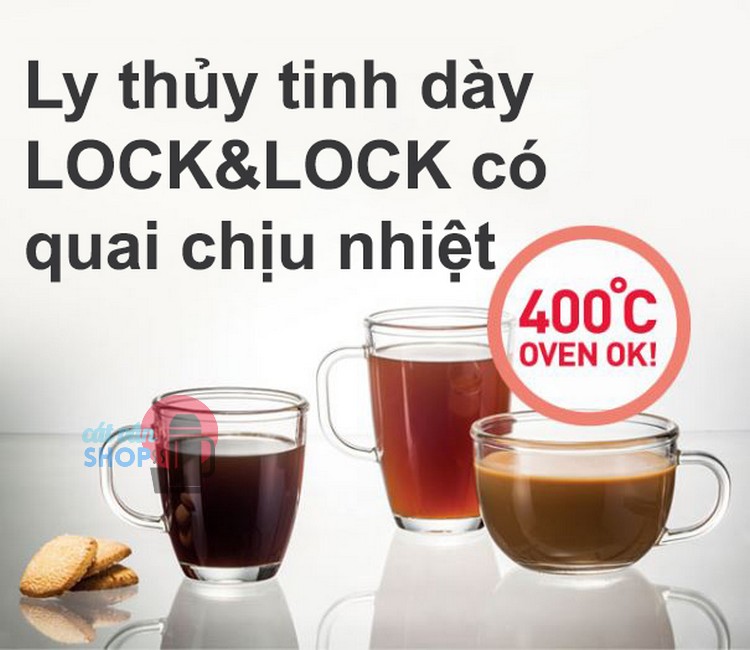 Ly thủy tinh dày Lock&Lock có quai chịu nhiệt Oven LLG021 LLG022 LLG024 LLG025