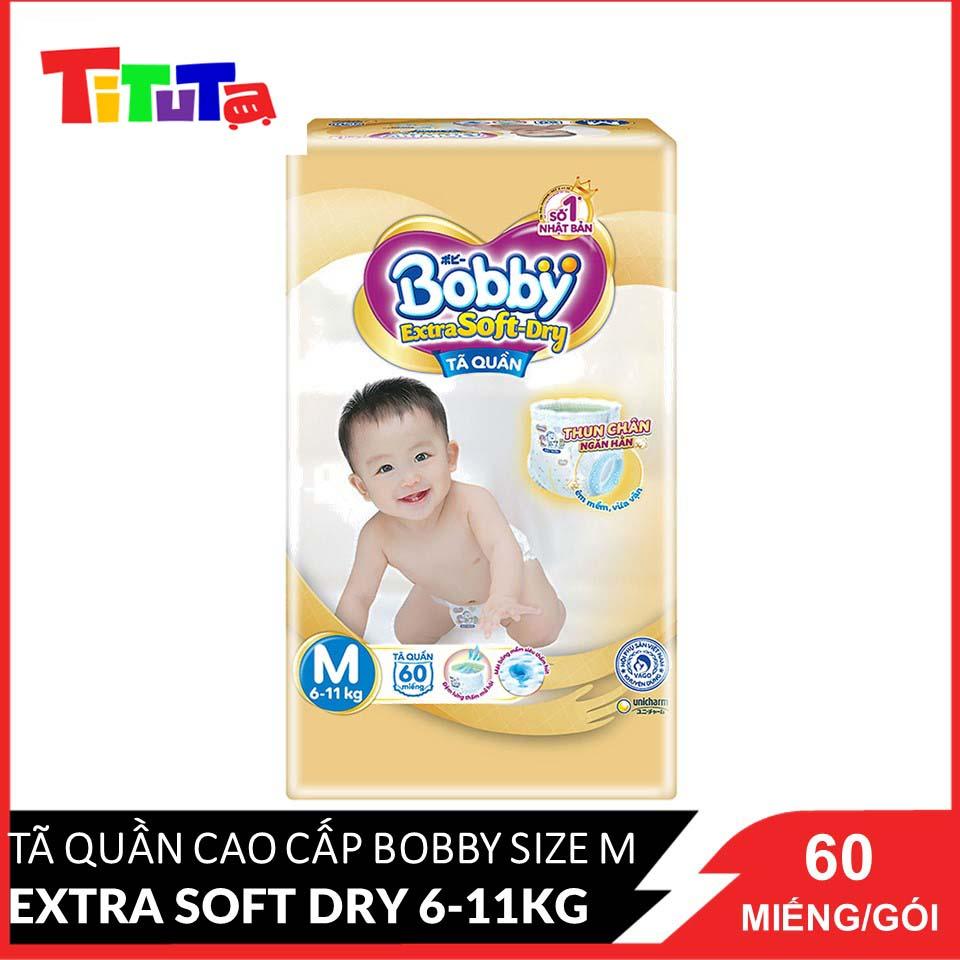 Tã quần cao cấp Bobby Extra Soft Dry M60 (60 miếng)