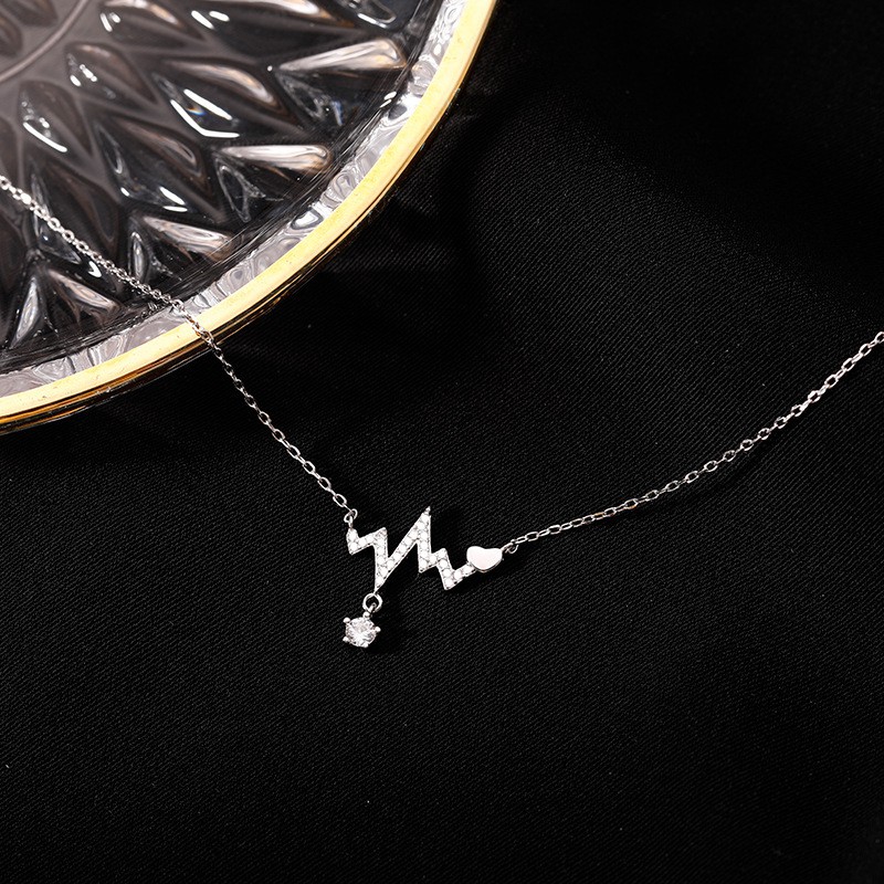 Vòng cổ dây chuyền nữ Lolita xinh xắn màu bạc và vàng hình nhịp tim hàn quốc 2021 V119| bluehope