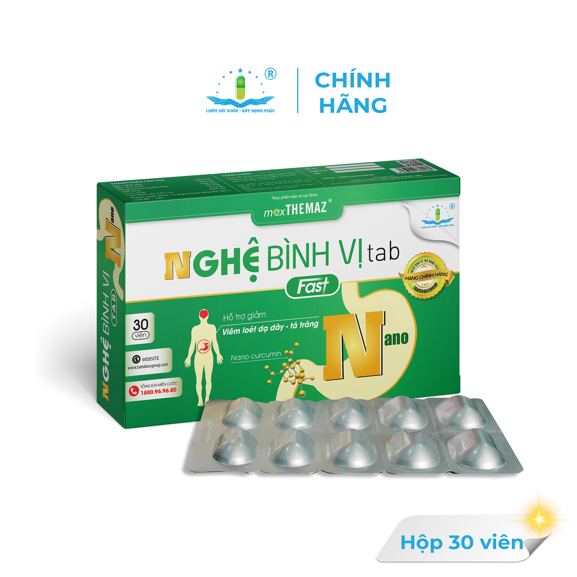 Nghệ bình vị nano tab fast hỗ trợ giảm acid dịch vị, giảm viêm loét dạ dày tá tràng, bảo vệ niêm mạc dạ dày