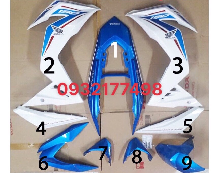 NHỰA MÀU 9 MÓN WINNER V1 XANH 2018 (BÁN LẺ TỪNG MÓN) ZIN CHÍNH HÃNG HONDA
