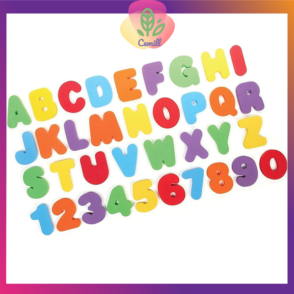 Bộ đồ chơi chữ xốp - đồ chơi phòng tắm - xốp dính tường cho bé-cemill